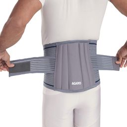 AGARO Cotton Lumbo Sacral Belt With Double Strapping, Back Support For Lumbar Spine, Lumber Support Belt For Back Pain Relief, Back Brace For Men And Women, Ls Belt, Xxl, Grey image 1