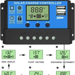 Techtonics Solar Charge Controller 30A - 12v/24v Intelligent Battery charger, 30amp Control charging for Lead Acid & Lithium Battery with USB Port and LCD Display image 4