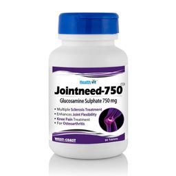 Healthvit Jointneed-750 : Glucosamine Sulphate 750mg | Osteoarthritis | Joint Support | Mobility and Flexibility | Muscles | Ligaments Damage -60 Tablets image 1