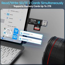 Sounce 3 in 1 SD Card Reader USB Type C, USB 3.0 and Micro USB OTG Memory Card Adapter, Portable for TF, SD, Micro SD, SDHC, MMC, RS-MMC and Micro SDXC - Black image 3