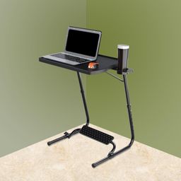 TABLE MAGIC - Pro Extended Work Space Laptop Table Mat Finish Laptop Table Multipurpose Height Adjustable Work Study Tv Tray Table Lap Desk (Executive, Black) image 1