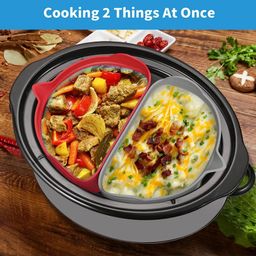 ZUMIE Slow Cooker Liners Divider, Large Size Crock Pot Liners Divider Insert Reusable Silicone Cooking Liner, Fit 6QT to 8QT for Slow Cooker (multi color) (1 pcs Silicone Slow Cooker Liners) image 4
