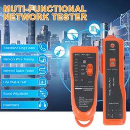 Goeco Network Toner RJ11 RJ45 Network Cable Tester Lan Tracker Wire Finder Cat5 Cat6 with 2 Network Wire Stripper, 9V Battery and Toolkit, Orange image 3