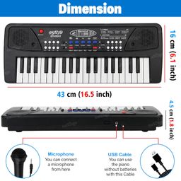 zest 4 toyz 37 key piano keyboard toy with power option, recording and mic, electronic piano keyboard multi-function portable piano keyboard- Multi color image 3