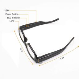 TECHNOVIEW Wired HD Glasses Indoor Outddor Security Camera with Inbuilt 32GB Memory Card, Audio Video Recording - Specs Camera Recorder - Black image 3