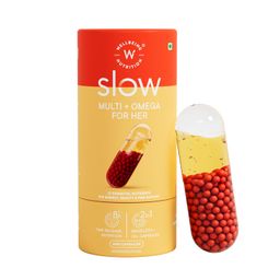 Wellbeing Nutrition Slow Multivitamin & Omega 3 for Women Biotin, B-Complex, Iron, B12, D3, Magnesium, Probiotics+22 Vitamins & 10 Antioxidants | Skin Radiance, Hair, Metabolism, PMS, 60 Veg Capsules image 1