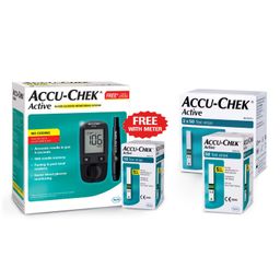 Accu-Chek Glucometer with Active Strips - 160 Strips (Multicolor) image 1
