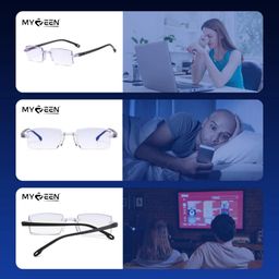myreen Rimless Reading Glasses for Men and Women with Blue Light Blocking Lenses, Chashma for Near Vision, Reading books, Newspaper, Mobile and Computer Use image 3