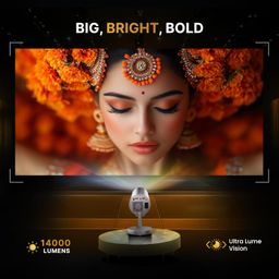 Crossbeats Lumex Smart Projector 4k Ultra HD| Mini Projector for Room Support 1080P |Upto 14000 Lumens Android 13 Built-in Netflix, Prime, YouTube Portable Design 720P, Speaker WiFi 300" Wide Display image 5