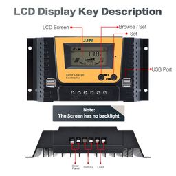 JJN Solar Charge Controller 12V/24V PWM Solar Panel Charge Controller 10Amp Intelligent Regulator with Adjustable LCD Display Dual USB Port Multiple Load Control Modes image 4