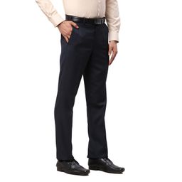park avenue Men's Structure Pattern Polyester Blend Flat Front Regular Fit Formal Trouser image 2