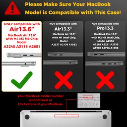 EooCoo Case Compatible for New MacBook Air 13.6 inch M4 A3240 M3 A3113 M2 A2681 with Touch ID,2025 2024 2022 Release,M2 M3 M4 Air 13'' Laptop Protective Plastic Hard Shell Cover Smooth-Crystal Clear image 2