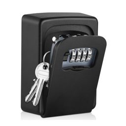 AMMIY Key Lock Box Wall Mounted,4 Digit Combination Weatherproof Lockbox For Outside House,5 Keys Large Capacity Lockbox,Key Safe Security Storage Lock Box With Resettable Code (Black) image 1