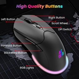 Ant Esports KM500 Pro Wireless Gaming Keyboard and Mouse Combo, LED Backlit Rechargeable 2000mAh Battery, Mechanical Feel Anti-ghosting Keyboard + 6D 3200DPI Mice for PC Gamer (Black) image 5