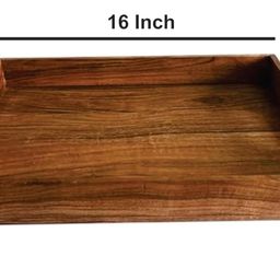 generic Hamdan Large Serving Tray, Tray with Cutout Handles, Rectangle Butler Tray for Breakfast in Bed, Coffee Table Decor, Party Rectangular,Wood,,Brown image 4