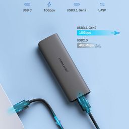 lemorele M.2 NVMe SSD Enclosure Adapter, Tool-Free USB C 3.2 Gen2 (10Gbps) NVMe M.2 PCIe External Hard Drive Case Adapter for (M-Key & M+B Key) NVMe SSD (2230/2242 /2260/2280) image 2