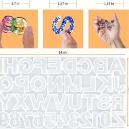 urban box Silicone Deepen Letter Molds for Resin, Backward Resin Casting Big Alphabet Number Molds, Reusable Epoxy Molds for DIY Keychain Pendant Earring Chololate Cake (Alphabet Mold with Hole) image 2