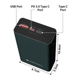 ZEBRONICS EnergiTank 20MR1, Metal Power Bank, 20000 mAh, 22.5W Super Fast Charging PD 3.0 (PPS), Dual Type C & USB Port, LED Indicator, for iPhone, Android, Tablets, Airpods (Olive) image 3