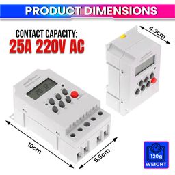 amiciSmart Digital Programmable Timer Switch Relay | 28 ON/Off Schedules | 7-Day Cycle | DIN Rail Mounted | 25A 220V AC for Automation image 3