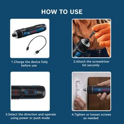 BOSCH GO 3.0 Professional Screwdriver Kit | 9-Piece Screwdriver Bit Set| 2.0Ah Battery | Speed 360 RPM | Torque 5/2 Nm | Push Start and Smart Stop | ¼" HEX Universal Bit Holder| 1 Yr Warranty image 5