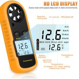 Real Instruments Digital Anemometer GM816 Wind-Speed Gauge Meter LCD Handheld Airflow Windmeter Thermometer With Back Light image 4