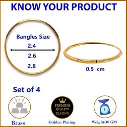 zeneme Set Of 4 Gold-Plated Classic Textured Handcrafted Bangles image 5
