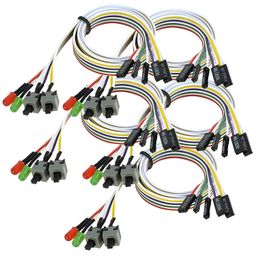 DAHSHA 5pack 27inch Computer Case ATX Power On Off Switch Cable With 2 Led Light Red Green Atx Case Front Bezel Wire image 1