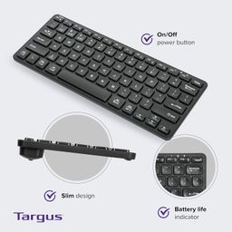 Targus AKB862 Compact Multi-Device Bluetooth® 5.1 Keyboard (Black),DefenseGuard™ Antimicrobial Protection*,Multi-Device connectivity for up to 3 Devices,for Windows/Mac/Android/Laptop/PC/Tablet/Phone image 3