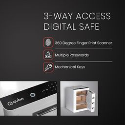 Quba Cleo Heavy-Duty Digital Safe | 25kg | 3 Shooting Bolt | 3 Way Access |100 Fingerprints | Password | Mechanical Keys | Dual Authorization, Wrong Password Alert image 3