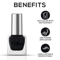 RENEE Mattitude Nail Paint- Feather Black 10ml | Quick Drying, Matte Finish, Long Lasting, Chip resisting Formula with High coverage | Acetone & Paraben Free image 3