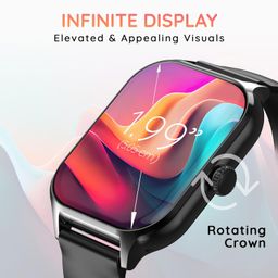Pebble Elevate 1.99" (5.05 cm) Infinite Display, BT Calling, Health Suite, Multi Sports Mode, Multiple Watch Faces, AI Voice Assistance, Sleep Monitor, Alarm & Notification - Jet Black image 2