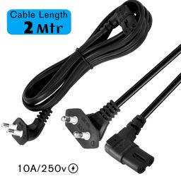 Storite 2 Mtr 2-pin L-Shape Universal Replacement AC Power Cord Cable Wire for Printer, Laptop PC Notebook Computer, Tape Recorder, Camera Black image 2
