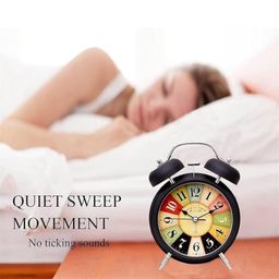 phvilla Table Clock Retro Twin Bell Metal Frame Alarm Clock with Night Backlight Function Super Loud Alarm Clock for Heavy Sleepers Adults,Twin Bell Retro Quartz with Backlight (Black) image 3