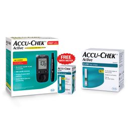 Accu-Chek Active Blood Glucose Meter Kit with Active Strips, 100 Count with Free 10 Strips (Multicolor) image 1