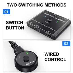 kceve USB Type C KVM Switch 4K@60Hz, 2-Port Type C to HDMI Switcher for 2 USB-C Port Laptops Share 1 HDMI Monitor and USB Devices, with Wired Remote and USB-C Cable image 4
