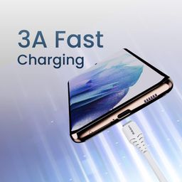 Ambrane 60W / 3A Fast Charging Output Cable with Type-C USB Cable to USB for Mobile, Neckband, True Wireless Earphone Charging, 480mbps Data Sync Speed, 1m Length (ACT - AZ10, White) image 3
