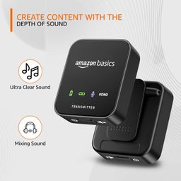 amazon basics Professional Wireless Microphone System for DSLR/Camcorder/Smartphone/Tablet | Advanced Noise Cancellation | Superior Sound Quality | 100m Range image 3