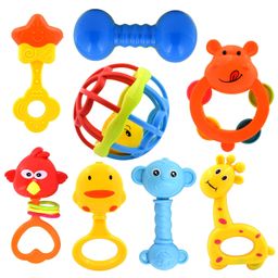 WISHKEY Colorful Attractive Plastic Non Toxic Set of 8 Shake & Grab Rattle BPA Free for New Born and Infants (Pack of 8, Multicolor) image 1