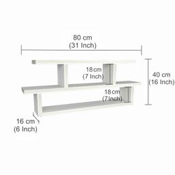 furneaser Midly Multipurpose Wall Display Shelf for Living Room Hanging Corner Rack Floating Bookshelf & Shelf Organizer Stand 16D x 80W x 40H Centimeters (White) image 2