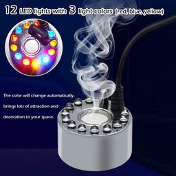 JERN Mist Maker Fogger with 12 LED Colour Changing Lights, Water Fountain, Pond Fog Machine, Air Humidifier for Office, Home image 5
