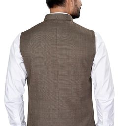 utsav fashion UTSAV Mens Checked Sleeveless Nehru Jacket with 1 welt & 2 slip pockets image 4