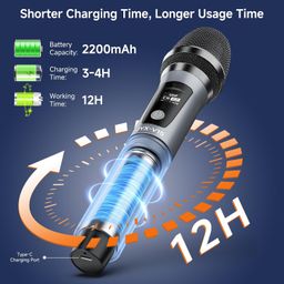 JYX Wireless Microphone for Singing, Professional UHF Metal Handheld Dynamic Mic System with Rechargeable Receiver 1/4''(6.35mm) Plug, for PC Amplifier,YouTube,Karaoke Speaker,Party,Speech image 3