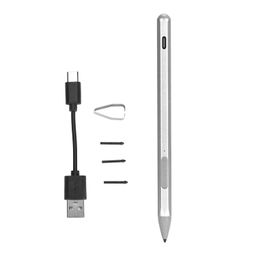 wisoqu Laptop Pen with 3 Replacement Nibs, 4096 Pressure Levels, Palm Rejection, MPP 2.0 Tilt Support, Active Pen for Pro X/9/8/7/6/5/4/3/Book 2 and More (Silver) image 1