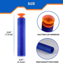 VGRASSP Soft Foam Suction Bullets Darts for Toy Guns -Sticky Safe Bullets Compatible with Nerf N-Strike, Blaze Storm - 50 Count - Color As Per Stock image 2