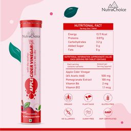 NutraChoice Apple Cider Vinegar 60 Effervescent Tablet (Pack of 4) with mother for weight loss, with Vit B6, B12 & Pomegranate Extract, Weight management & Gut Health image 2