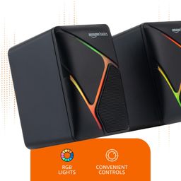 amazon basics 2 X 3W Multimedia PC Gaming Speaker with Aux Connectivity, USB Support, Volume Control, and RGB Lights image 3