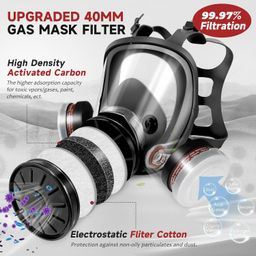 Serplex® Gas Masks with 10 Replacement Activated Carbon Filter Sheets, Gas Mask for Men, Reusable Full Face Respirator Mask Reusable Respirator Mask for Painting, Woodworking, Construction, Spraying image 3