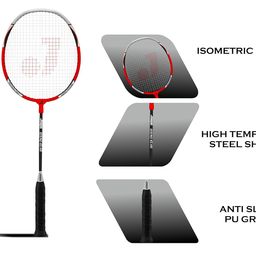 Jaspo Cosmo EZ 100 NANOTECH with Faether Shuttle Pack (2 Racquets + 5 Feather Shuttles + Bag) (Red) image 2