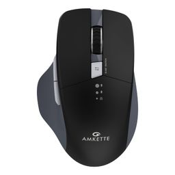 Amkette Hush Pro Epic M Rechargeable Wireless Mouse/Bluetooth Mouse | 3 Device Connectivity with Bluetooth and USB 2.4 GHz with Easy Switching, Silent Switches, Ergonomic Design, Upto 3200 DPI (Black) image 1