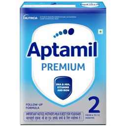 Aptamil Premium Infant Formula Milk Powder for Babies - Stage 2 (6-12 Months) - with Prebiotics and DHA - 400gms - BIB Pack image 1